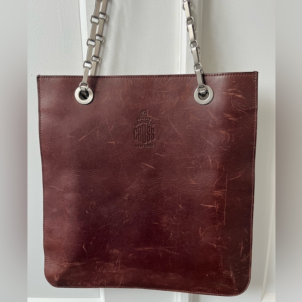 Vintage Mark Cross Leather Shoulder Tote with Chain— 90’s vibe - Picture 3 of 8
